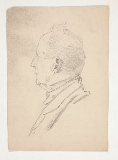 Chef för en man (recto); Fragment av skisser (verso) av Edwin Austin Abbey