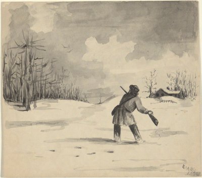 Jägare i snö av Edwin Austin Abbey