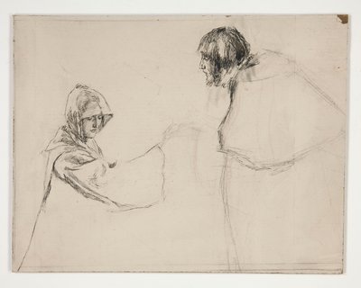 Isabella and the Duke (studie för .1108), från Measure for Measure av Edwin Austin Abbey