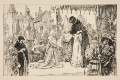 Isabella och hertigen - Akt V, Scen I, Mått för Mått av Edwin Austin Abbey