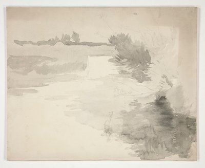 Landskap vid en flod av Edwin Austin Abbey