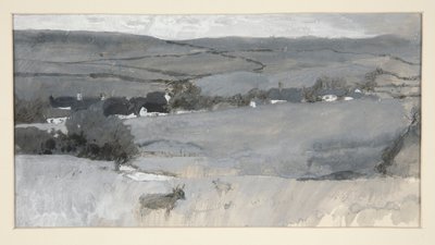 Landskap med ko i förgrunden av Edwin Austin Abbey