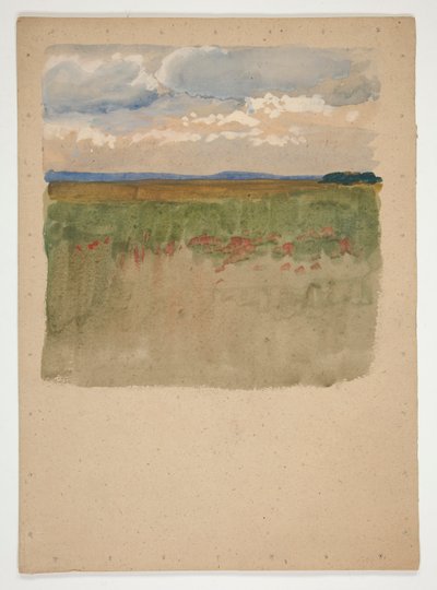 Landskap med fält, horisont, himmel av Edwin Austin Abbey