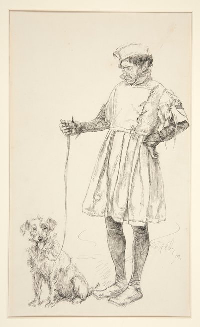 Launce and His Dog, från akt IV, scen iv, Two Gentlemen of Verona av Edwin Austin Abbey