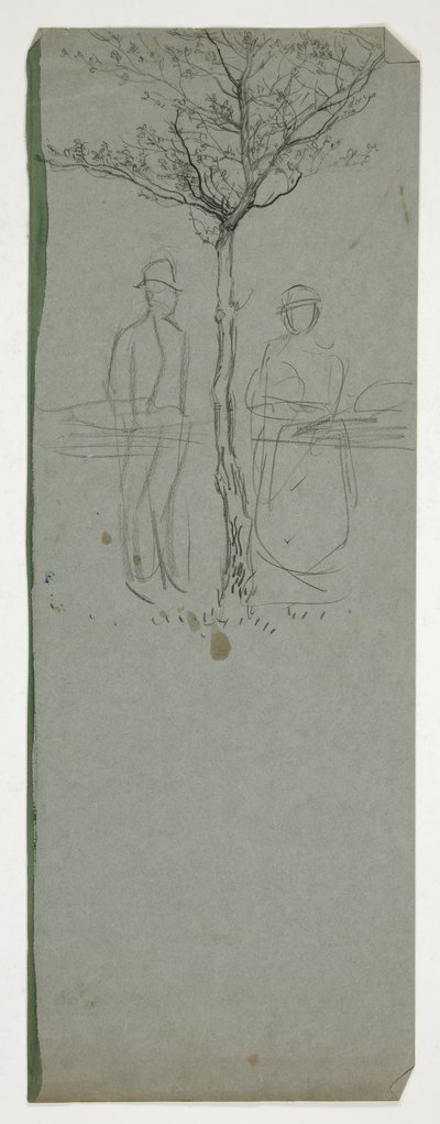 Man och kvinna under ett träd - (oidentifierad illustration) av Edwin Austin Abbey