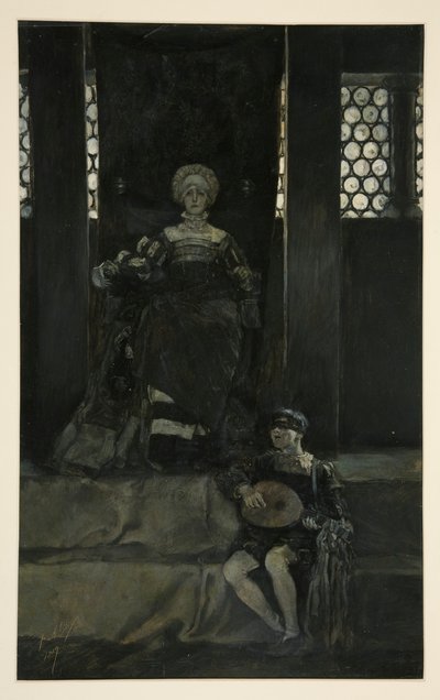 Mariana och pojksång - Akt III, Scen I, Mått för Mått av Edwin Austin Abbey