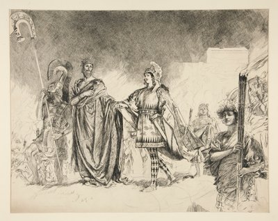 Marriage Morning of Theseus and Hippolyta (studie för .1036) - Enter Theseus, från En midsommarnatt av Edwin Austin Abbey