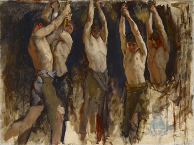 Men at an Anvil, studie för The Spirit of Vulcan, c.1904-8 av Edwin Austin Abbey