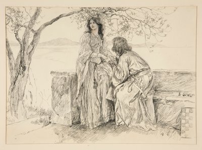 Miranda och Ferdinand, illustration till akt V, Scene i, Stormen av Edwin Austin Abbey