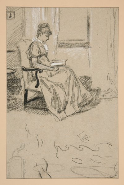Porträtt av Mrs Abbey, läser av Edwin Austin Abbey