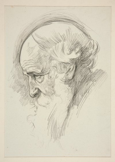 Porträtt av en gammal skäggig man, i profil av Edwin Austin Abbey