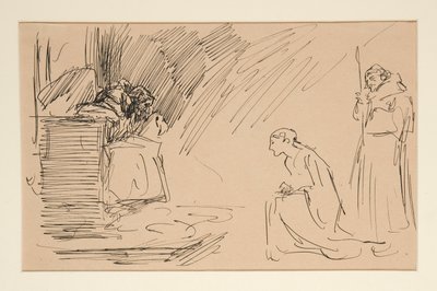 Preliminär skiss för akt II, scen I, alla av Edwin Austin Abbey