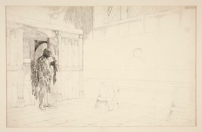 Preliminär skiss för Merry Wives of Windsor av Edwin Austin Abbey