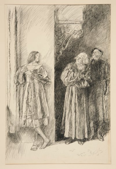 Proteus och Antonio, från akt I, scen iii, Two Gentlemen of Verona av Edwin Austin Abbey