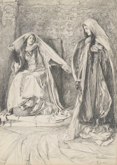 Rebecca och Rowena, illustration för Ivanhoe av Edwin Austin Abbey