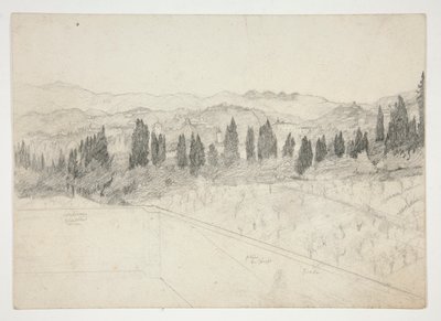 Romersk(?) landskap sett från balkong (recto); Havsbild (omvänd) av Edwin Austin Abbey