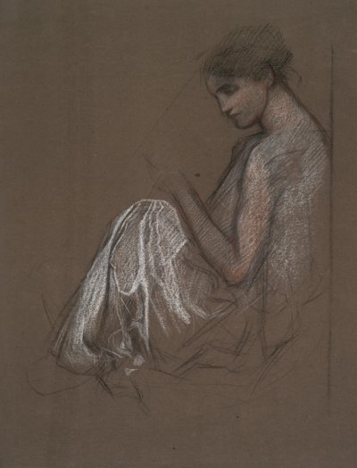 Sittande kvinnofigur. av Edwin Austin Abbey
