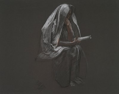 Sittande figur för av Edwin Austin Abbey