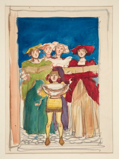 Skiss till julkort av Edwin Austin Abbey