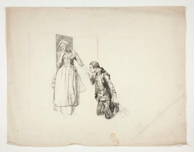 Skiss för Oliver Goldsmith av Edwin Austin Abbey