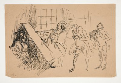 Skiss för School for Scandal, illustration för Scribner av Edwin Austin Abbey