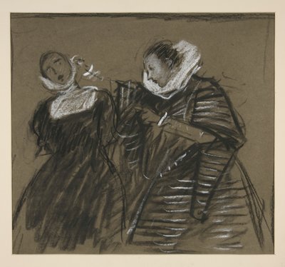 Skiss för Taming of the Shrew (?) av Edwin Austin Abbey