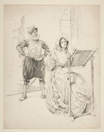 Skiss till påskliljasången av Edwin Austin Abbey