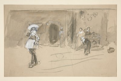 Skiss för en illustration för Selections from the Poetry of Robert Herrick (bok utgiven av Harper 1882, tidigare publicerad i Harper av Edwin Austin Abbey