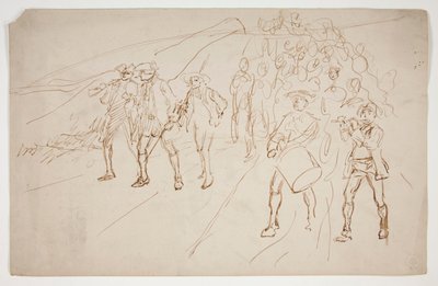 Skiss över revolutionära krigstrupper som marscherar av Edwin Austin Abbey