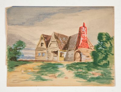 Skiss av en lantstuga av Edwin Austin Abbey