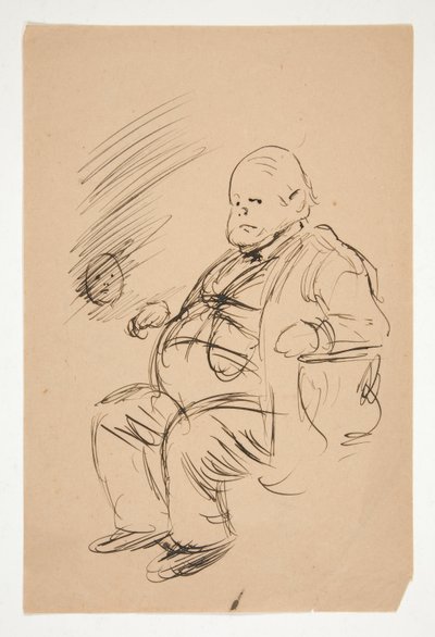 Skiss av en tjock man, sittande av Edwin Austin Abbey