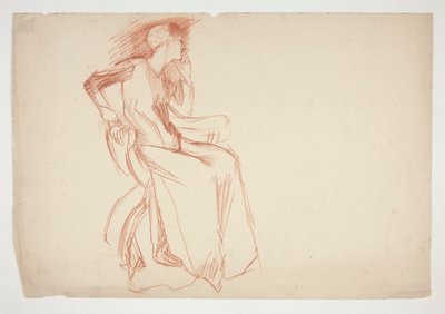 Skiss av en kvinnlig figur, sittande - oidentifierad illustration av Edwin Austin Abbey
