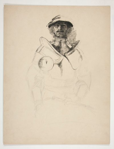 Skiss av en riddare i rustning av Edwin Austin Abbey