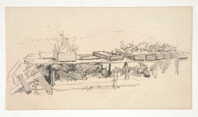 Skiss av en avsats med planteringskärl av Edwin Austin Abbey