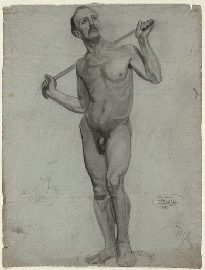 Skiss av en manlig naken (studioteckning) av Edwin Austin Abbey