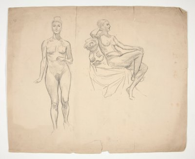 Skiss av en modell i två poser av Edwin Austin Abbey