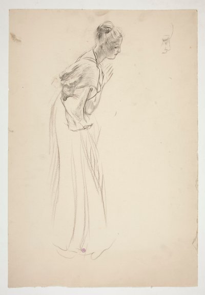 Skiss av en kvinna, böjd och ber av Edwin Austin Abbey