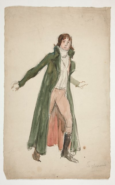 Skiss av en ung man - studera för illustration till en pjäs? av Edwin Austin Abbey