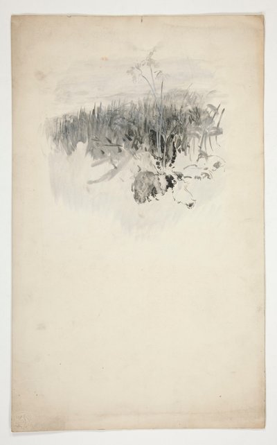 Skiss av ett ungt träd, ett fält av Edwin Austin Abbey