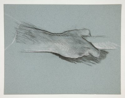 Skiss av en hand som greppar en stång av Edwin Austin Abbey