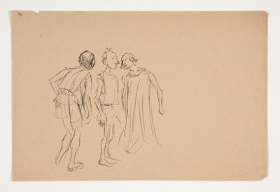 Skiss av tre män (studie för 1937.1072?), från Merchant of Venice av Edwin Austin Abbey