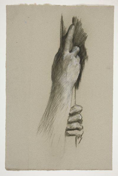 Skiss av två händer som klättrar på en stolpe av Edwin Austin Abbey