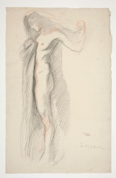 Studie av figuren 18.00, för The Hours väggmålning i State Capitol-byggnaden i Harrisburg, Pennsylvania av Edwin Austin Abbey