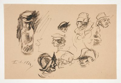 Studier av flaska och huvuden av Edwin Austin Abbey