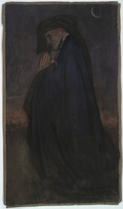 Studie. Man i blå mantel, månsken av Edwin Austin Abbey