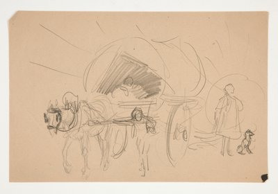 Studie för .1201 - illustration för Oliver Goldsmith av Edwin Austin Abbey