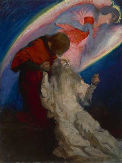 Studie för Amfortas utgiven av Galahad i The Quest and Achievement of the Holy Grail, c.1893-1901 av Edwin Austin Abbey