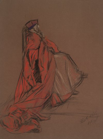 Studie för kardinal Woolsey för rättegången mot Catherine av Edwin Austin Abbey