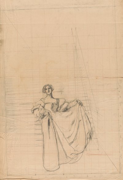 Studie för Mått för Mått: Kvinna i renässansdräkt. av Edwin Austin Abbey