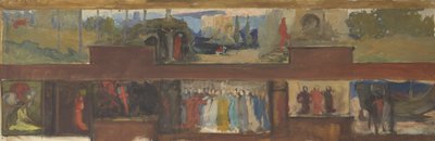 Studie för The Quest and Achievement of the Holy Grail, Book Delivery Room, Boston Public Library av Edwin Austin Abbey